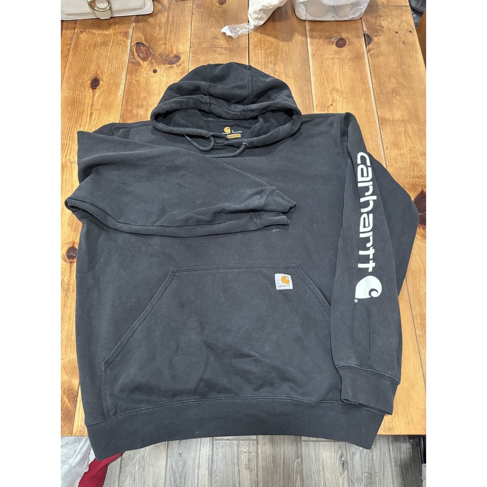 Carhartt Men's Original Fit Pullover Hoodie Sweatshirt Washed Black Size L‎